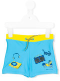 printed swim trunks