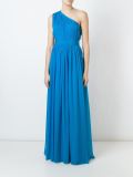 one-shoulder pleated gown