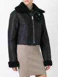 Season 3 cropped shearling flight coat