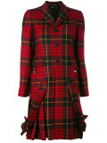 plaid pleated hem coat