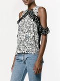 grid and floral print top