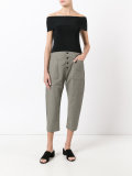 button front cropped trousers