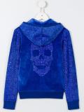 rhinestone embellished velvet hoodie