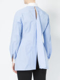 pleated front striped shirt
