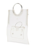 ring handle vinyl tote bag