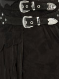 asymmetric fringed leather skirt
