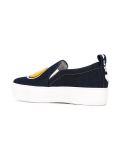 smile patch denim slip-on sneakers