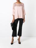 sheer panel flared blouse