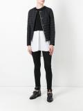 collarless padded zipped jacket