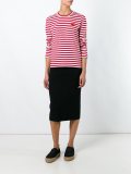 embroidered heart striped T-shirt 