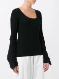 flared sleeve knitted blouse