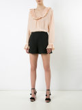 pleated deep neck blouse
