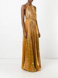 halterneck pleated gown