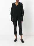long cuff contrast stitch sweater