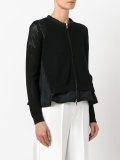 mesh knit zipped cardigan