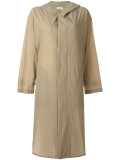 buttoned hooded coat