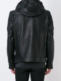 hooded leather jacket 