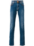 stonewashed slim-fit jeans