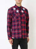 stars print checked shirt 