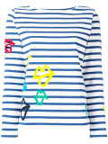 lips print striped sweatshirt 