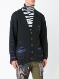 frayed textured knit cardigan