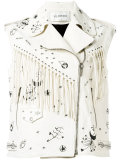 fringed sleeveless biker jacket
