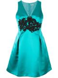 lace appliqué satin dress