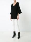 flared sleeves ribbed jumper