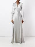 v neck flared dress