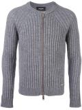 ribbed zip-up cardigan