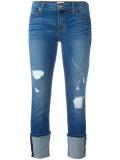 distressed ankle cuff jeans