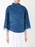 chest pockets denim blouse