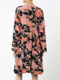 bird pattern flared dress