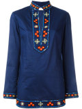 embroidered open neck top 