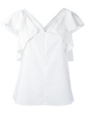ruffled sleeves V-neck blouse