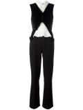 layered velvet patch jumpsuit