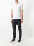 buttoned V-neck T-shirt