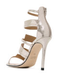 metallic strappy sandals