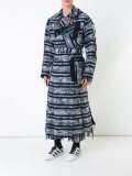 striped raw edge coat