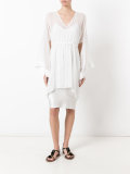 flared sleeves sheer dress