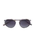 round frame glasses with clip-on shades