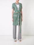 zig-zag shortsleeved belted cardigan