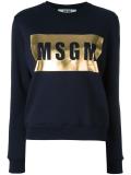 metallic logo print sweatshirt