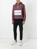 logo print checked jacket 