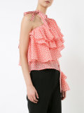one-shoulder ruffled blouse