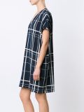 v领格纹连衣裙