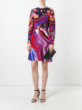 abstract print flared dress