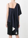 asymmetric sleeve draped blouse
