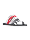 striped slip-on sandals