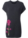 flower embellished knit blouse
